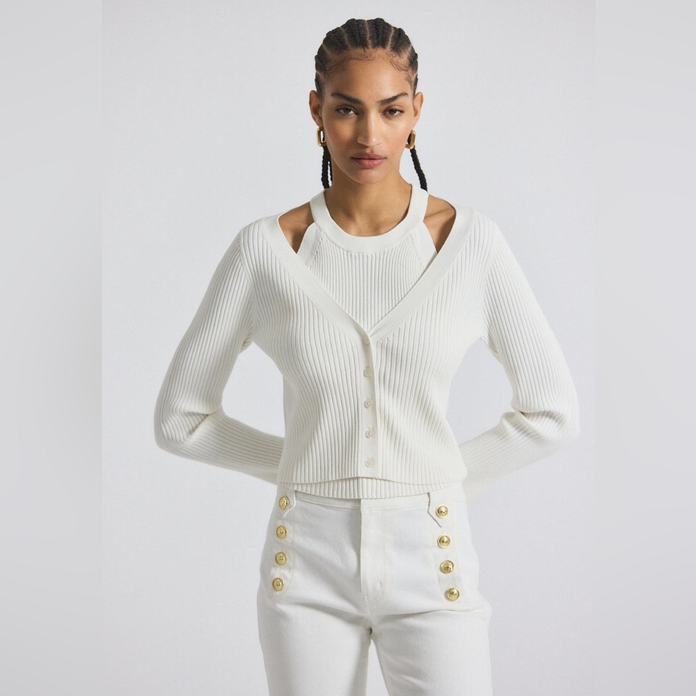 Derek Lam LONNIE KNIT LAYERED CARDIGAN